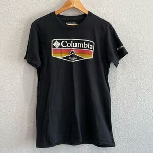 Columbia Black Sandy Sunset Logo Graphic T Shirt Size Medium